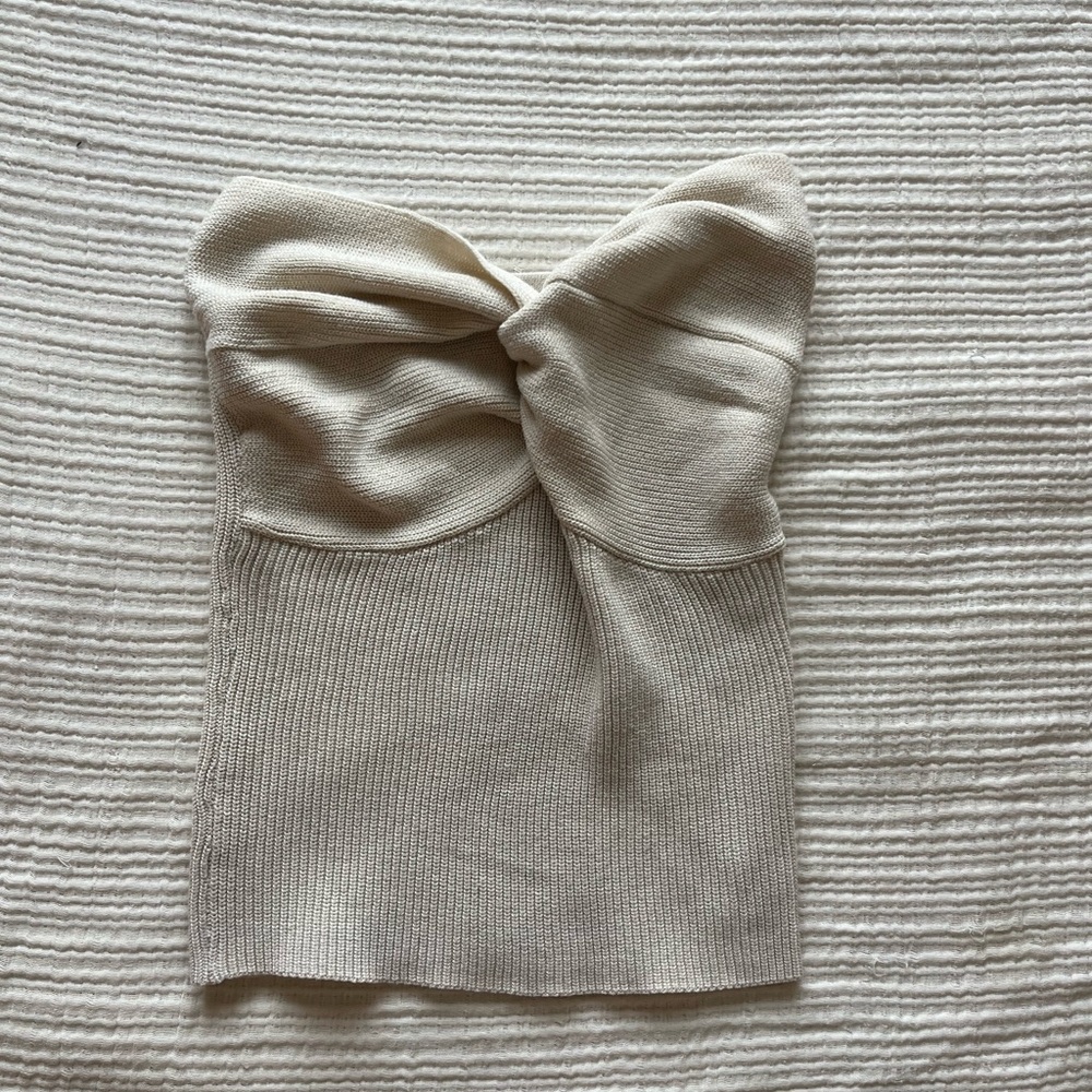 Cream Knit Strapless Top